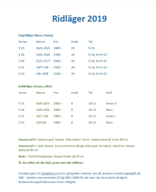 Ridläger 2019