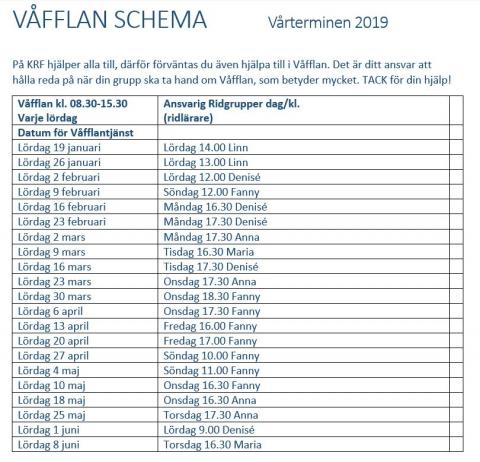 Våfflanschema VT 2019
